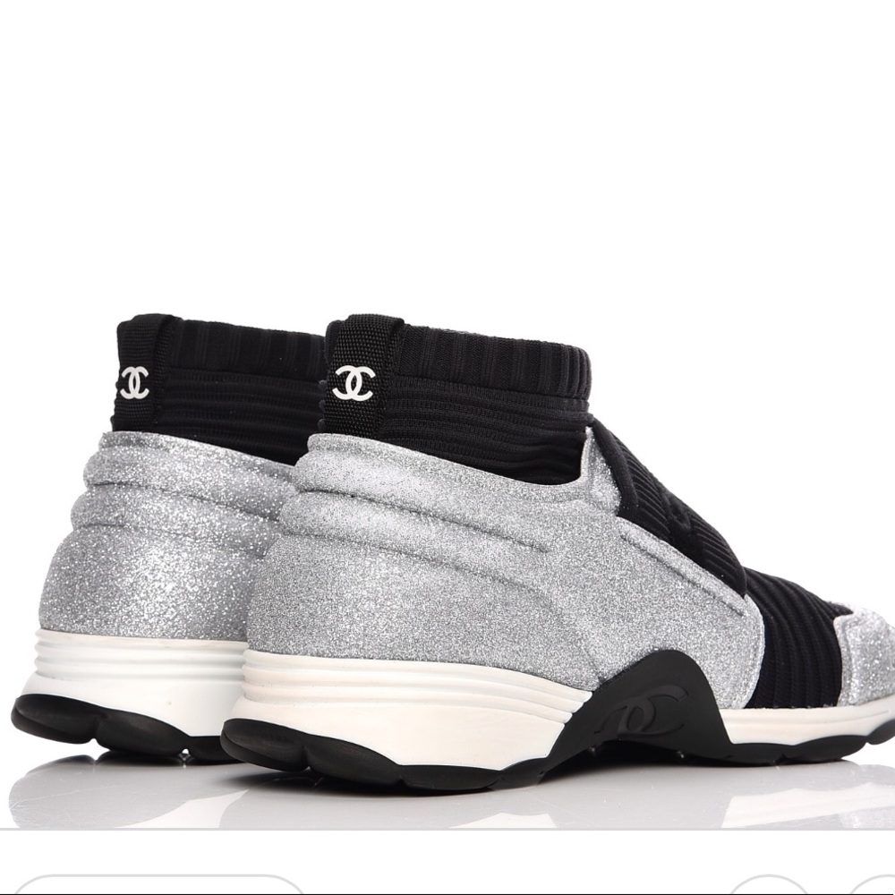 CHANEL Glitter Elastic Sneakers Spring 2018